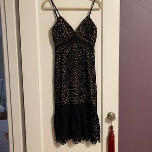 S Aqua Lace Detail Cocktail/Evening Dress